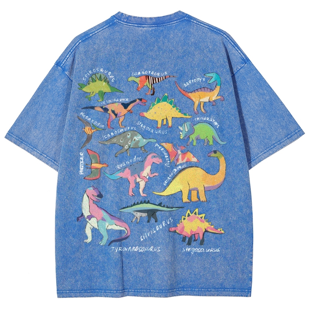 Types Of Dinosaur Customized Unisex Fit Washed T-Shirt