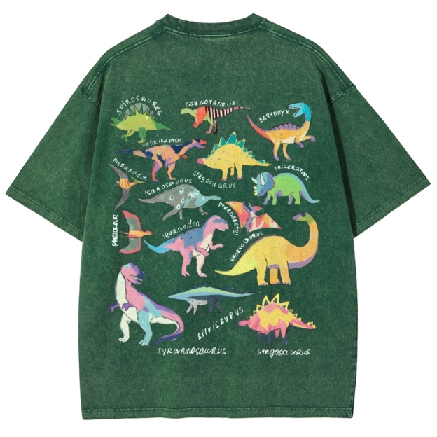 Types Of Dinosaur Customized Unisex Fit Washed T-Shirt
