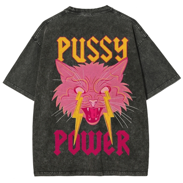 Pussy Power Customized Unisex Fit Washed T-Shirt