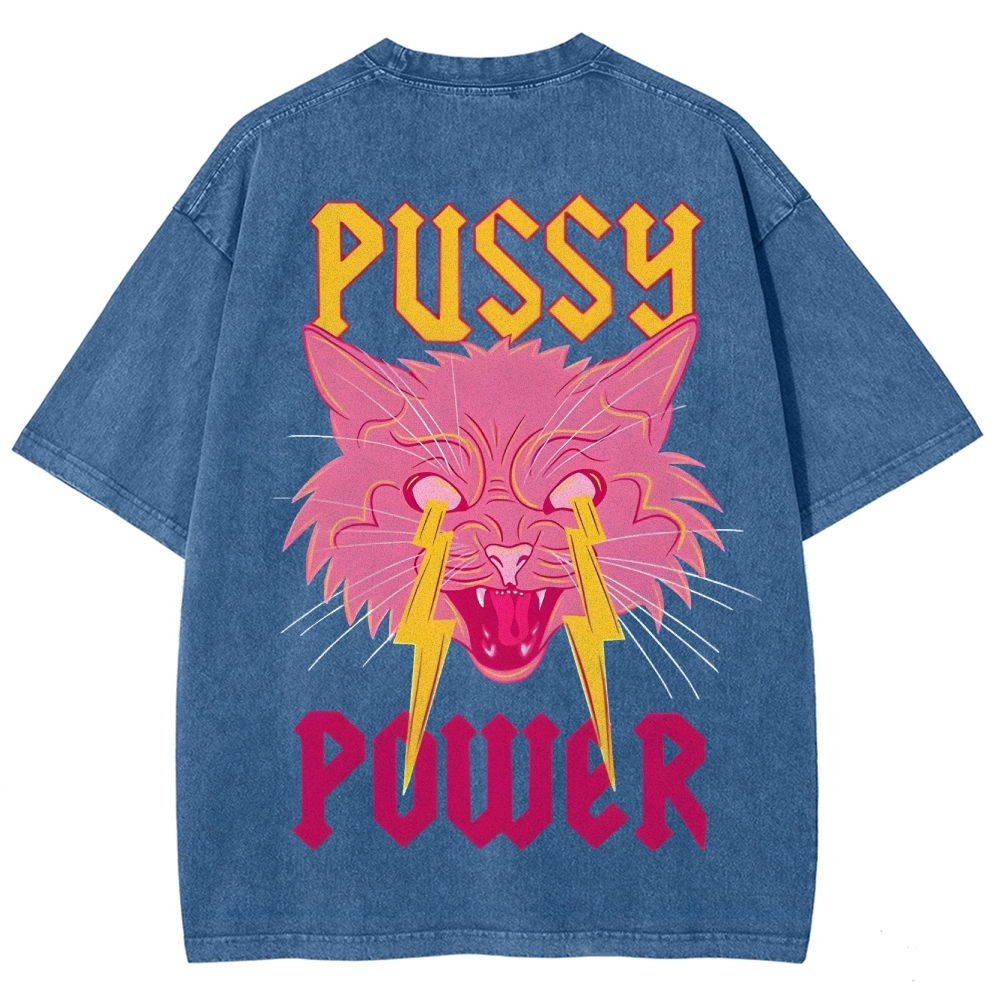 Pussy Power Customized Unisex Fit Washed T-Shirt