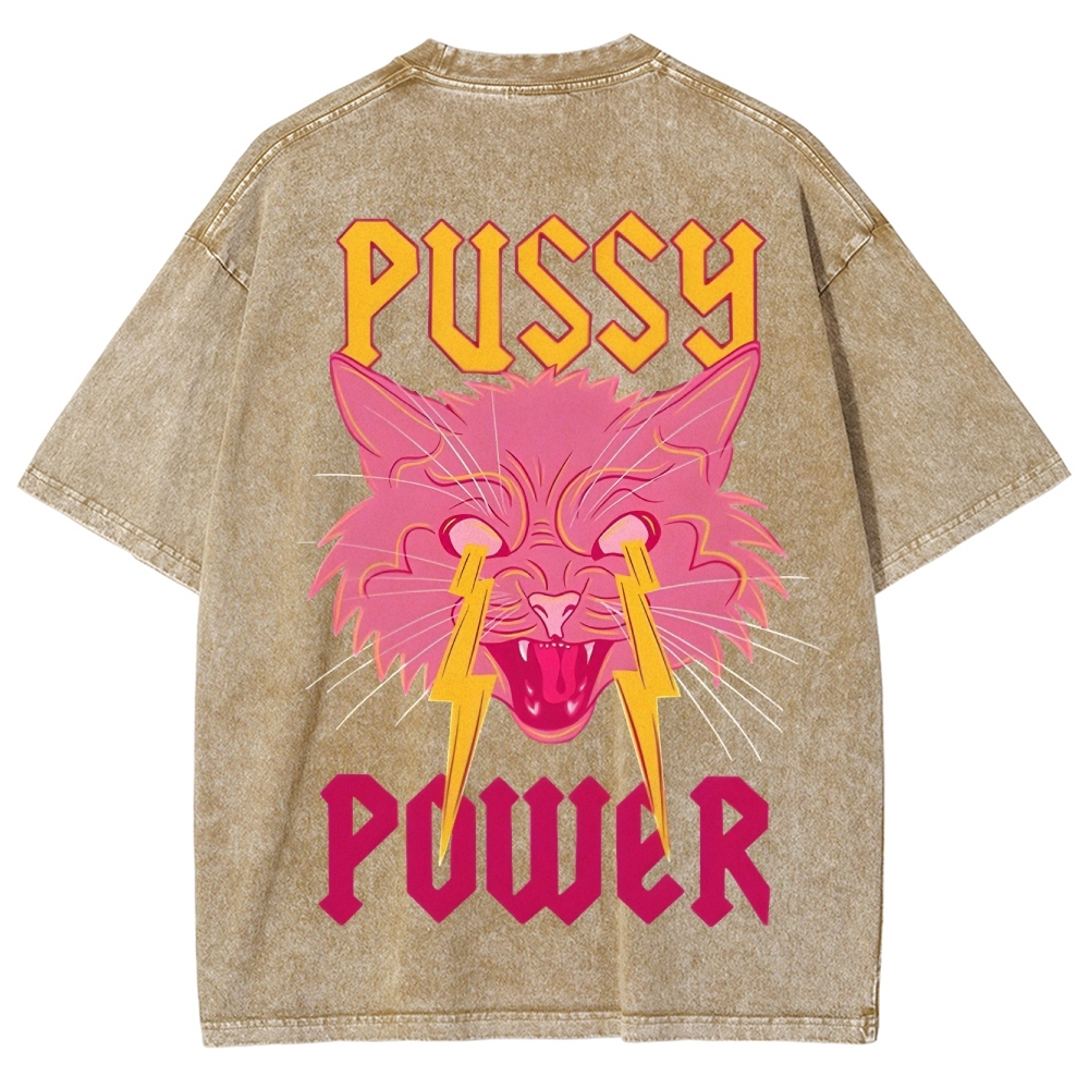 Pussy Power Customized Unisex Fit Washed T-Shirt