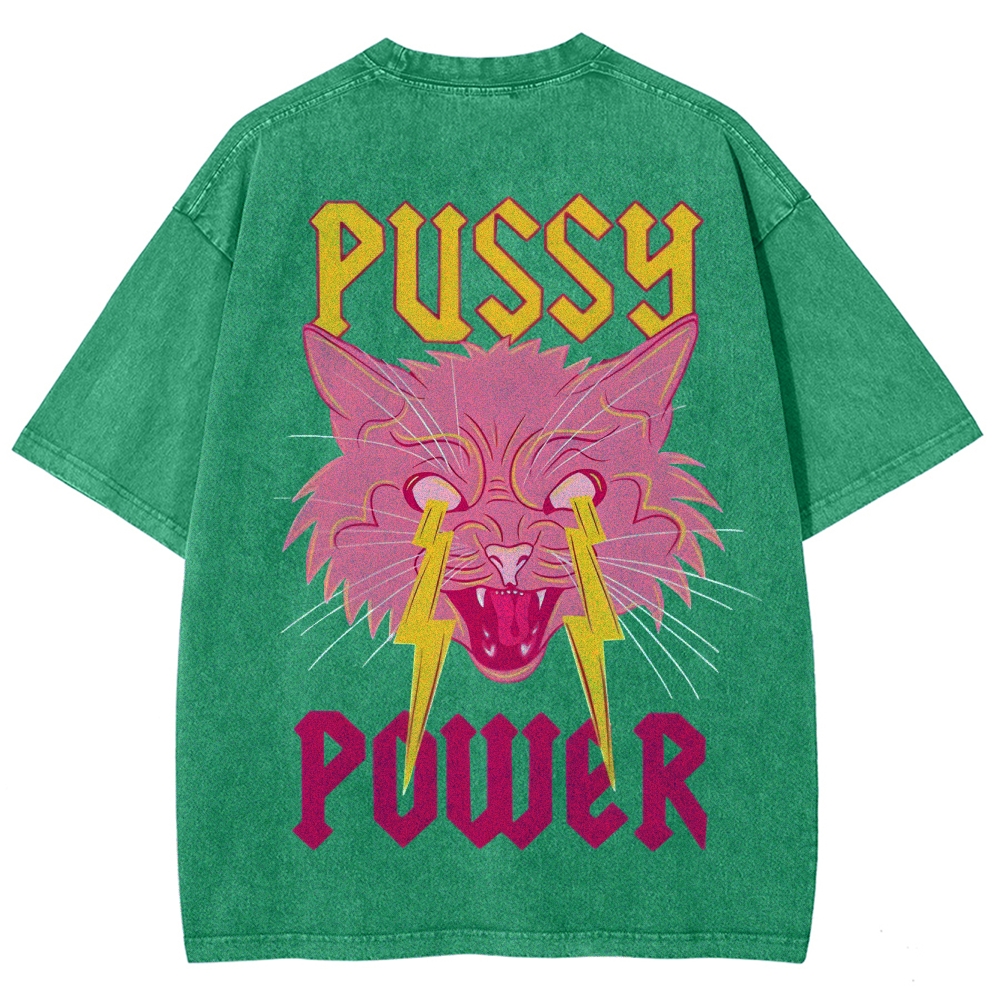 Pussy Power Customized Unisex Fit Washed T-Shirt
