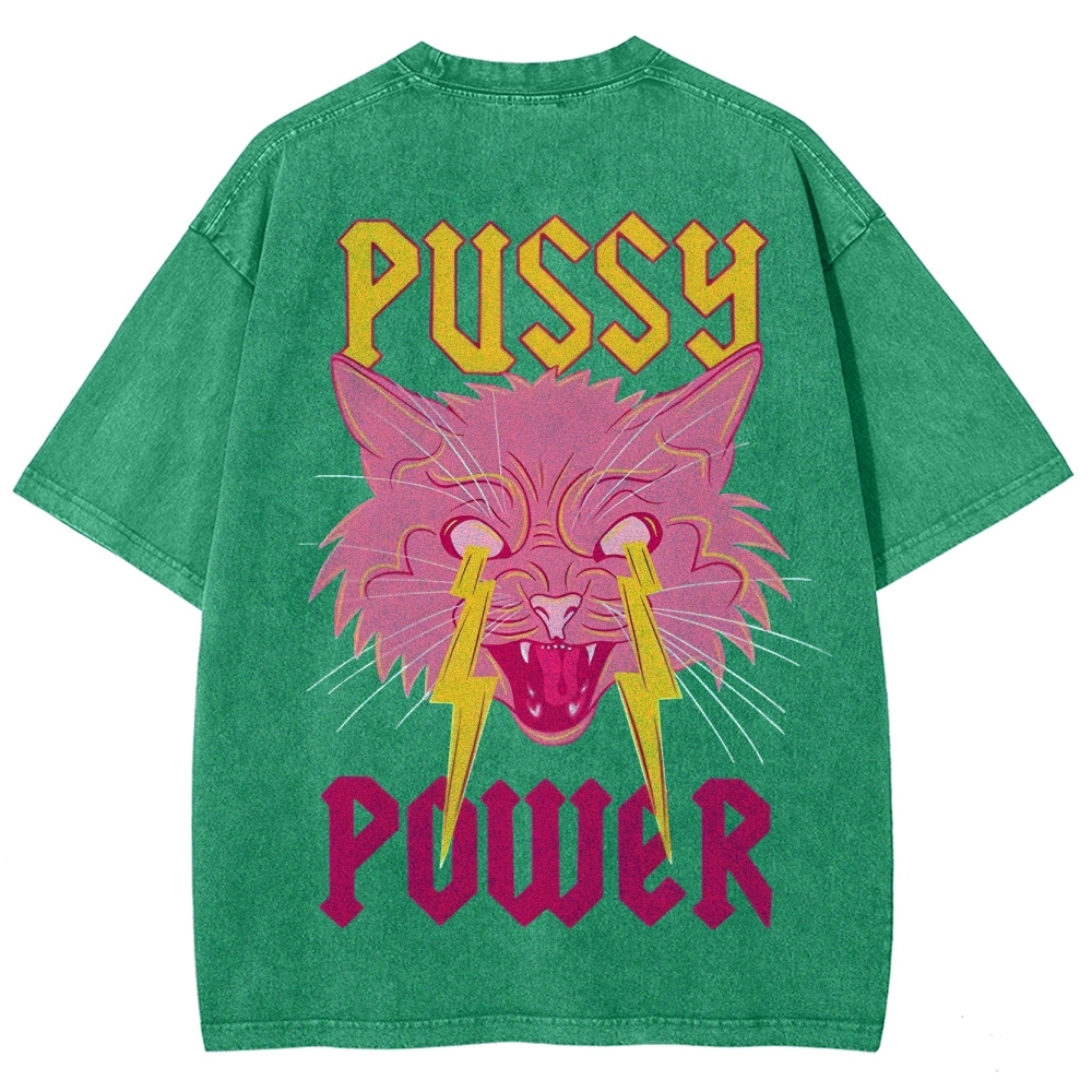 Pussy Power Customized Unisex Fit Washed T-Shirt