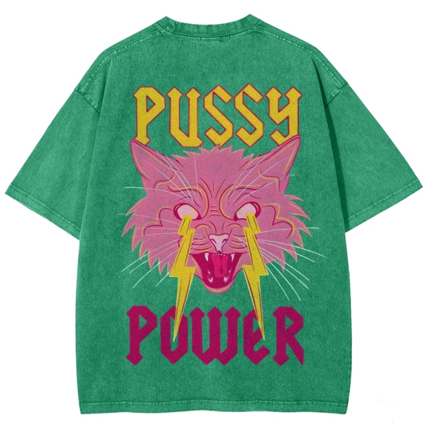 Pussy Power Customized Unisex Fit Washed T-Shirt