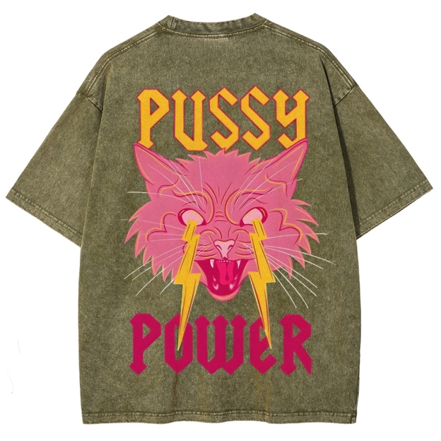 Pussy Power Customized Unisex Fit Washed T-Shirt