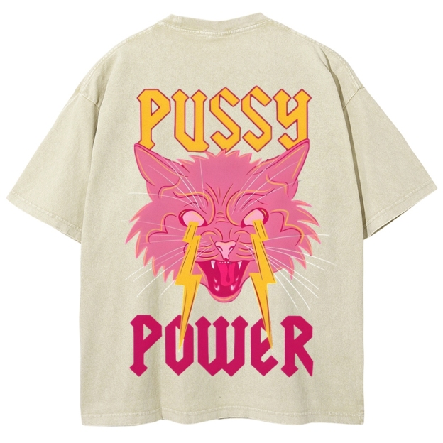 Pussy Power Customized Unisex Fit Washed T-Shirt