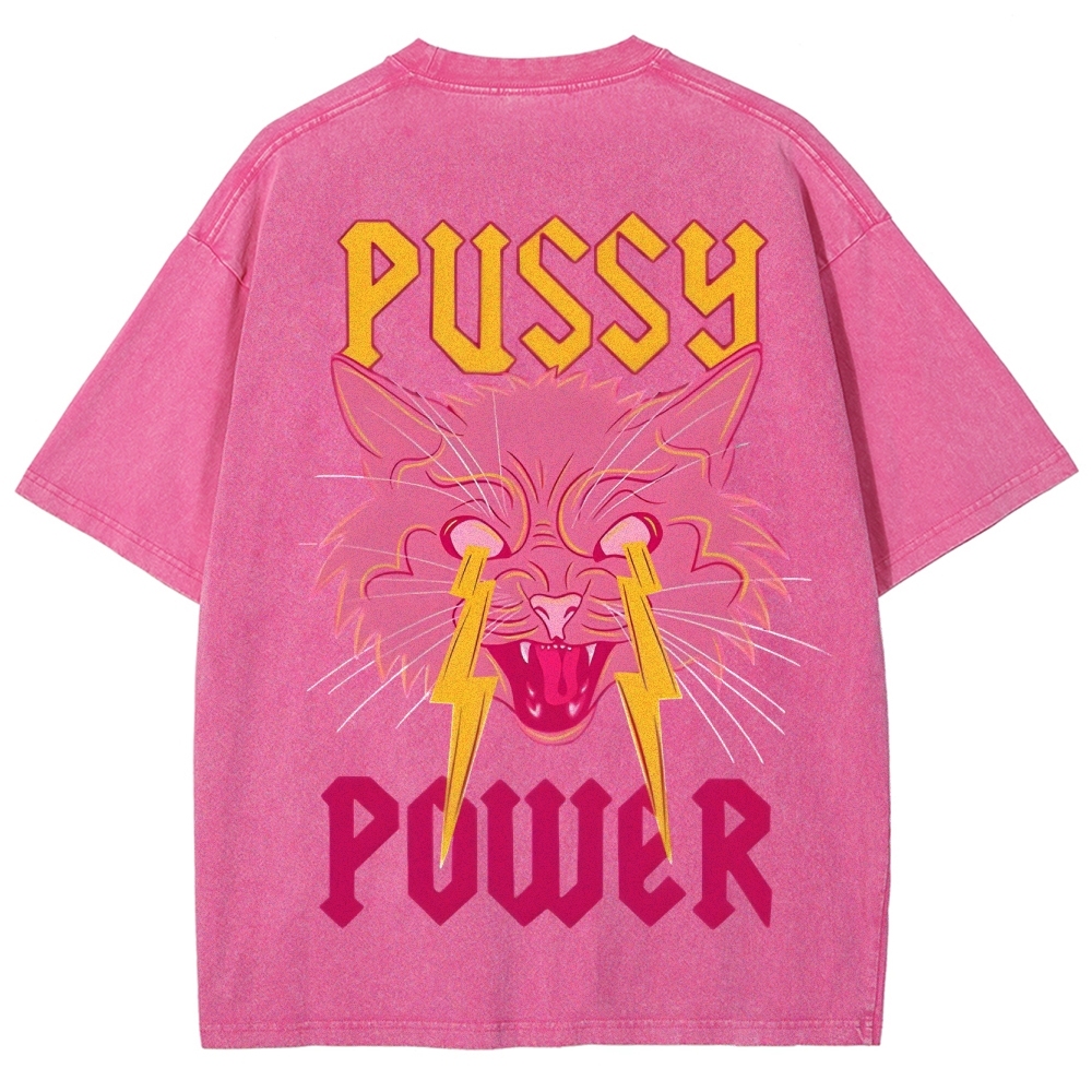 Pussy Power Customized Unisex Fit Washed T-Shirt