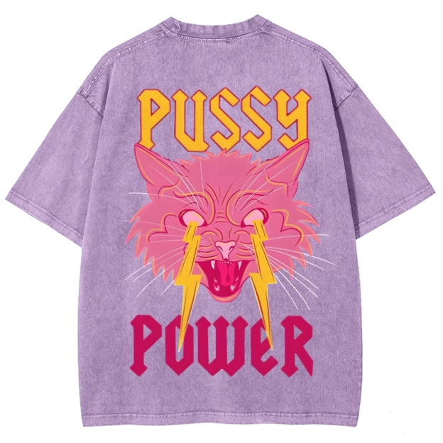 Pussy Power Customized Unisex Fit Washed T-Shirt
