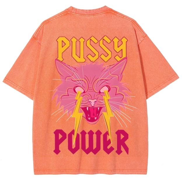 Pussy Power Customized Unisex Fit Washed T-Shirt