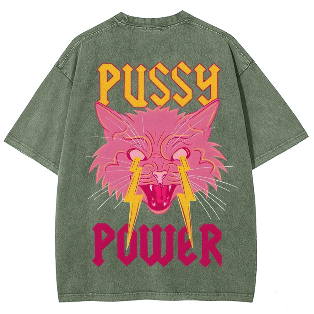 Pussy Power Customized Unisex Fit Washed T-Shirt
