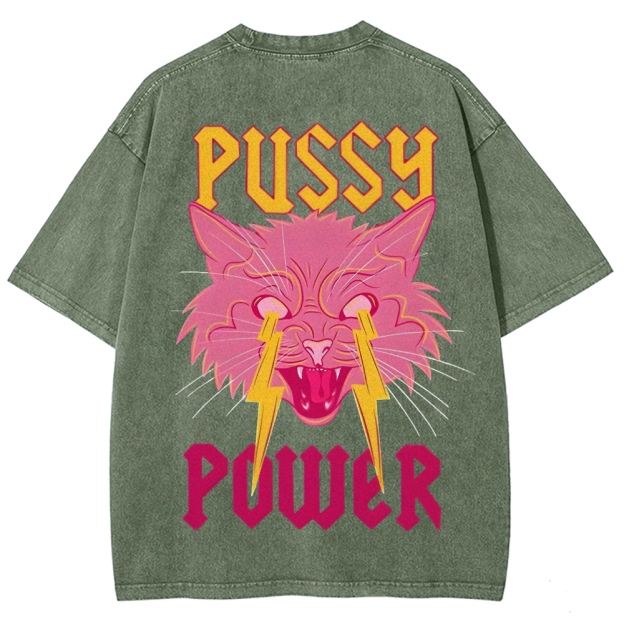 Pussy Power Customized Unisex Fit Washed T-Shirt