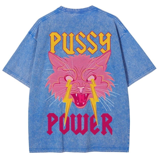 Pussy Power Customized Unisex Fit Washed T-Shirt