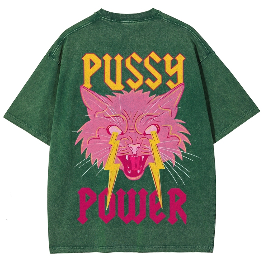 Pussy Power Customized Unisex Fit Washed T-Shirt