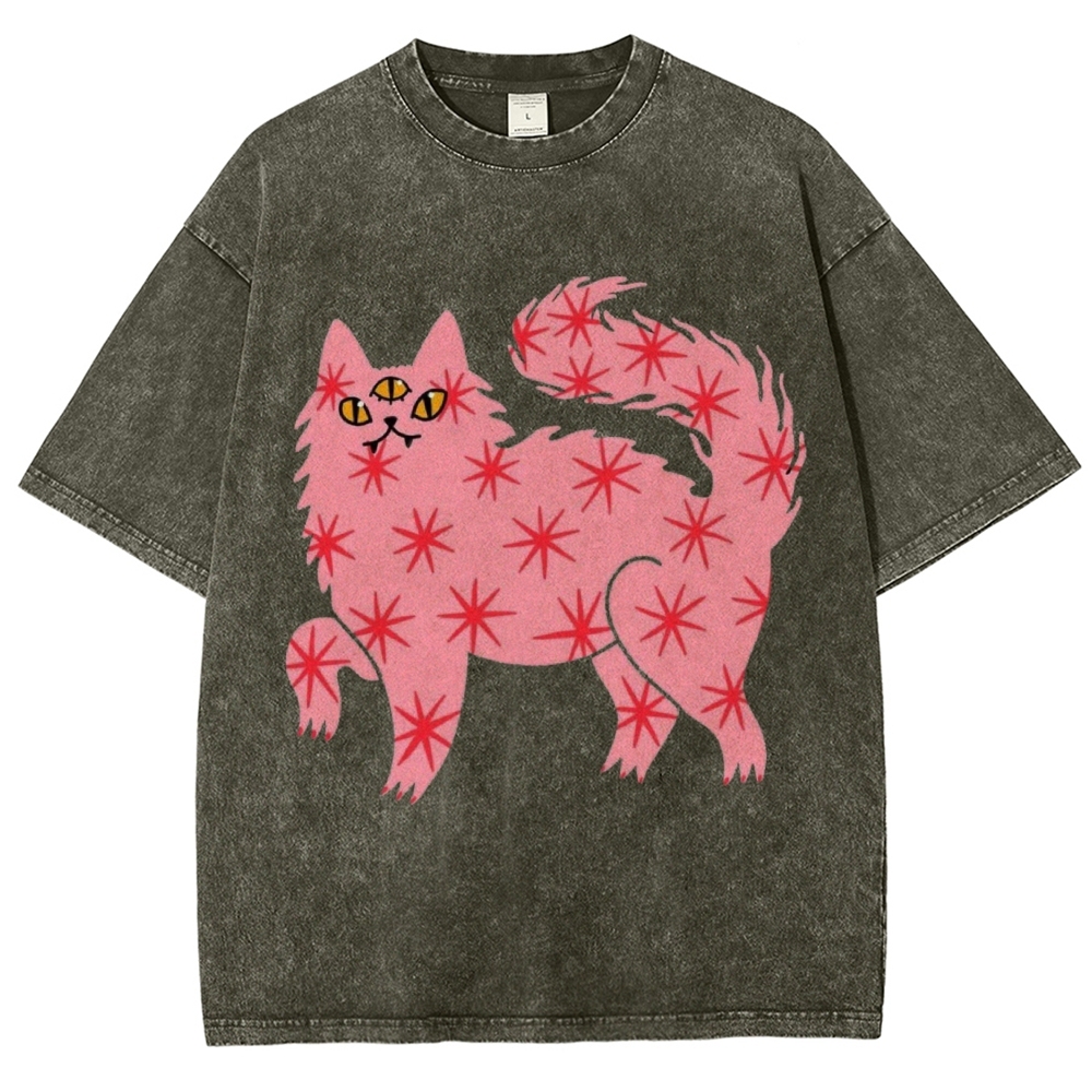 The Pink Cat Unisex Vintage Washed Tee