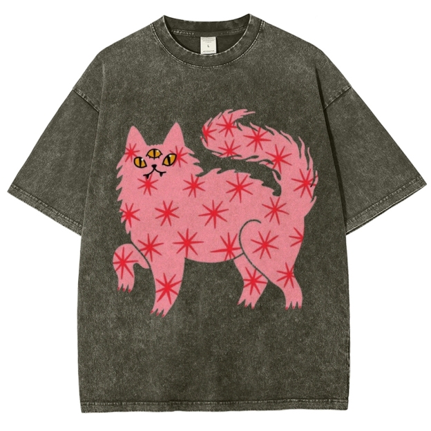 The Pink Cat Unisex Vintage Washed Tee