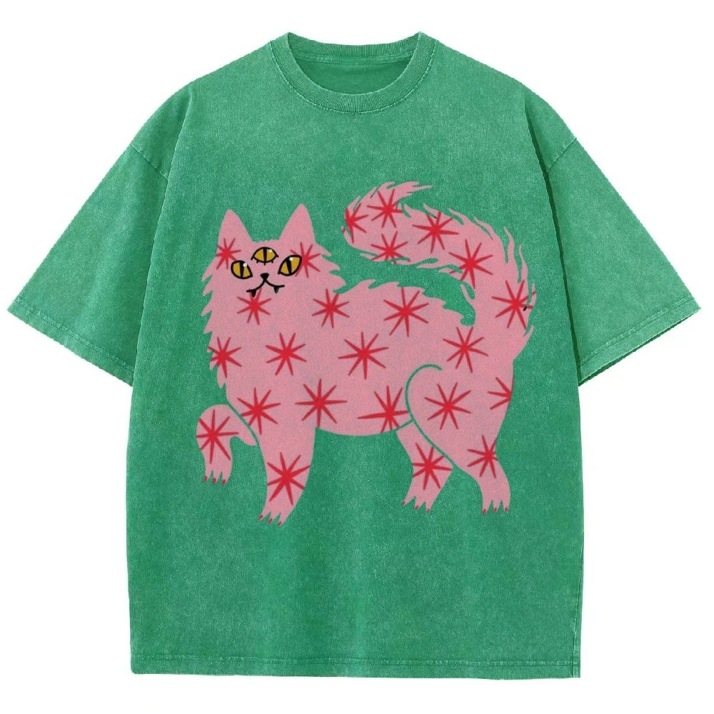 The Pink Cat Unisex Vintage Washed Tee