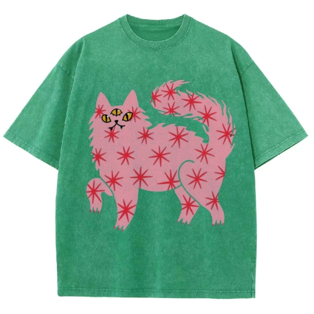 The Pink Cat Unisex Vintage Washed Tee