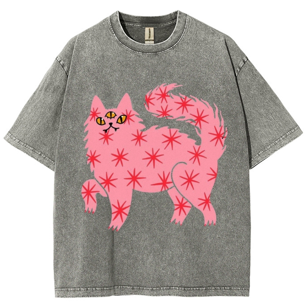 The Pink Cat Unisex Vintage Washed Tee