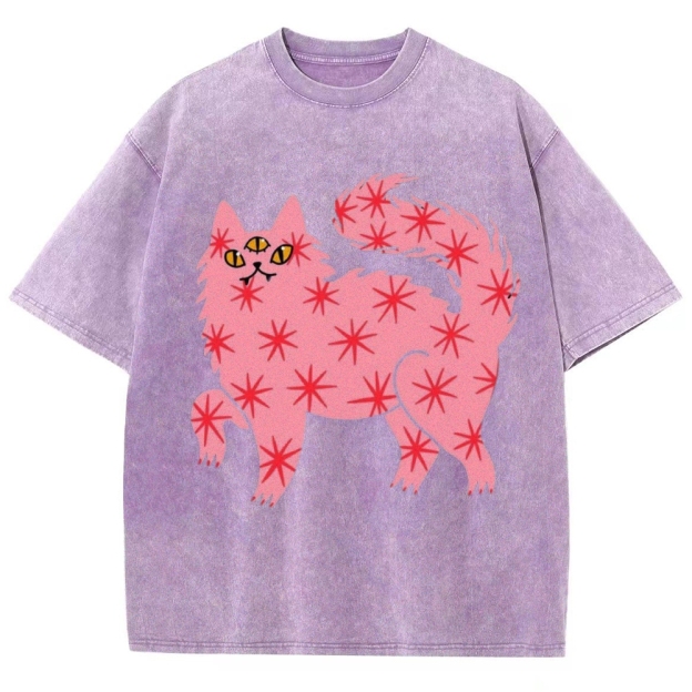The Pink Cat Unisex Vintage Washed Tee