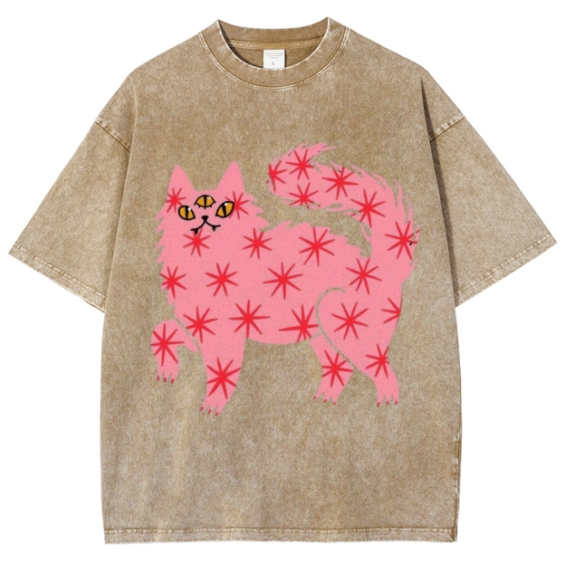 The Pink Cat Unisex Vintage Washed Tee