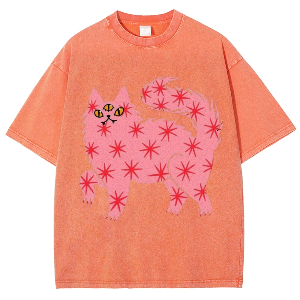 The Pink Cat Unisex Vintage Washed Tee
