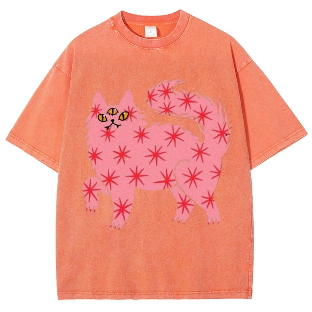 The Pink Cat Unisex Vintage Washed Tee