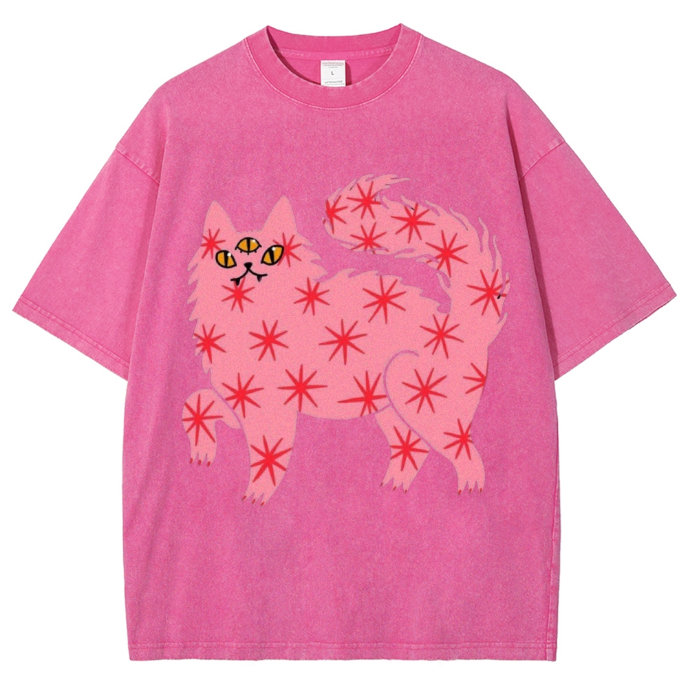 The Pink Cat Unisex Vintage Washed Tee