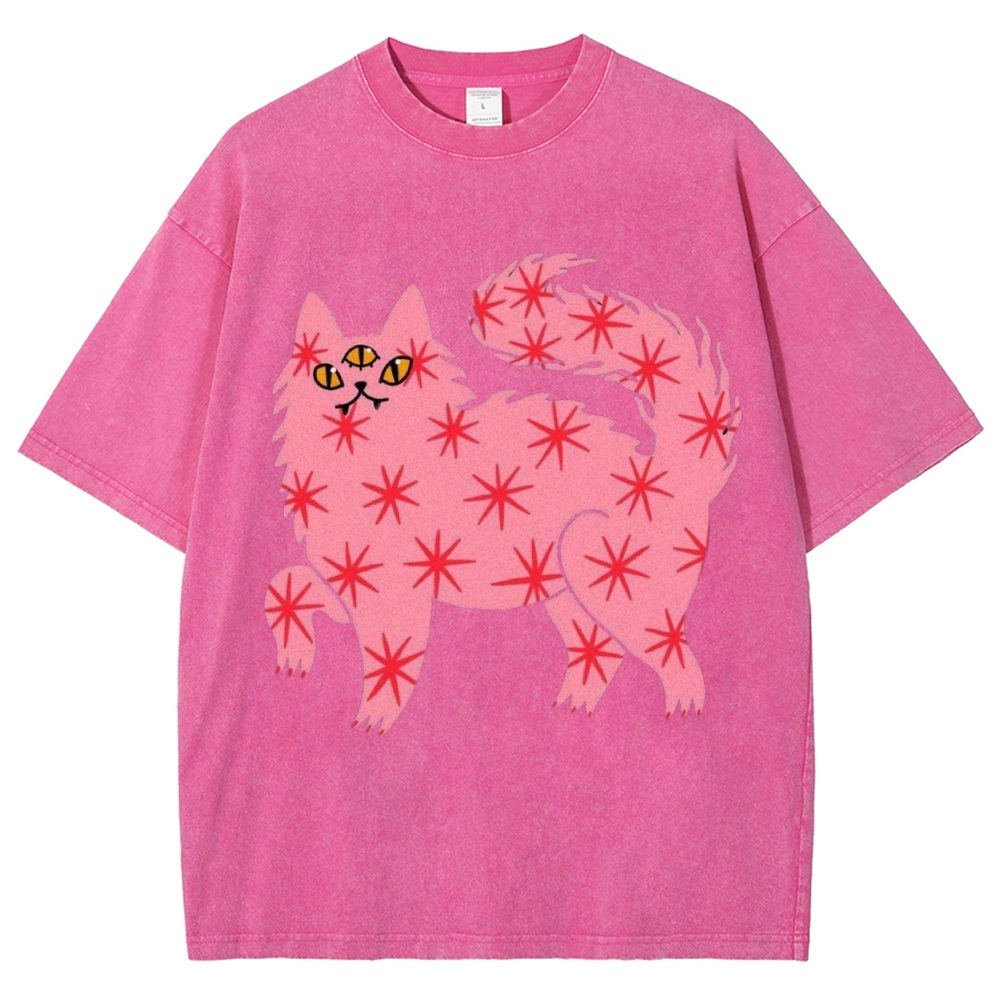 The Pink Cat Unisex Vintage Washed Tee