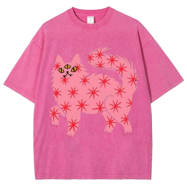 The Pink Cat Unisex Vintage Washed Tee