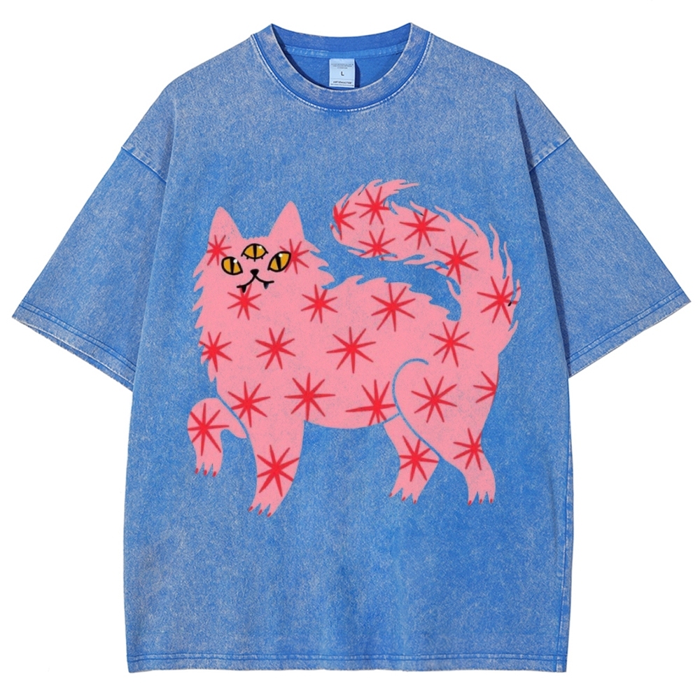 The Pink Cat Unisex Vintage Washed Tee