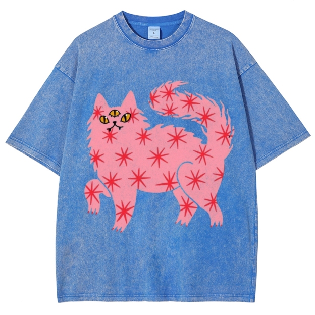 The Pink Cat Unisex Vintage Washed Tee