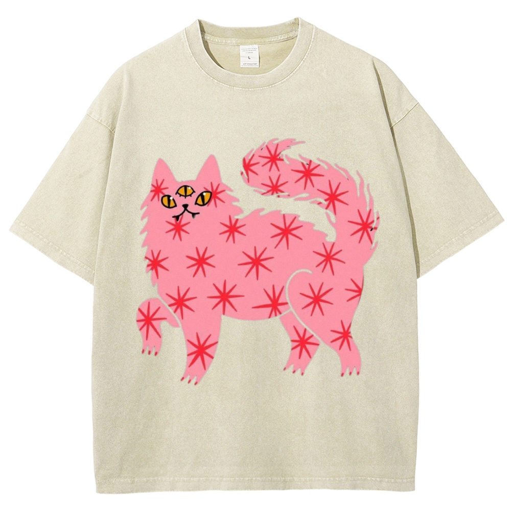 The Pink Cat Unisex Vintage Washed Tee