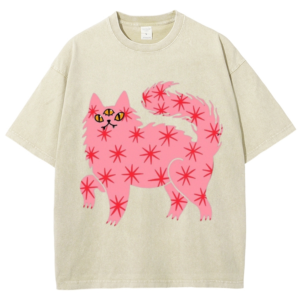 The Pink Cat Unisex Vintage Washed Tee