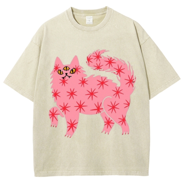 The Pink Cat Unisex Vintage Washed Tee