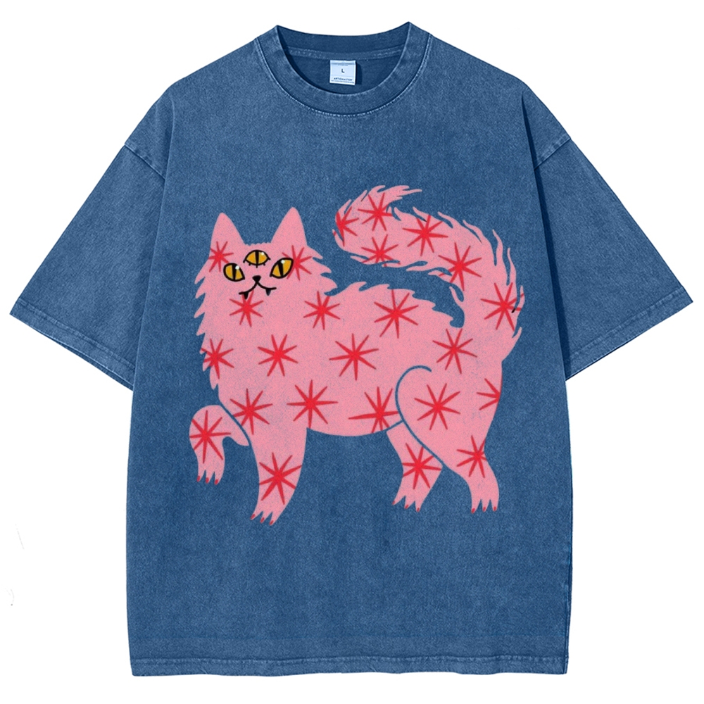 The Pink Cat Unisex Vintage Washed Tee