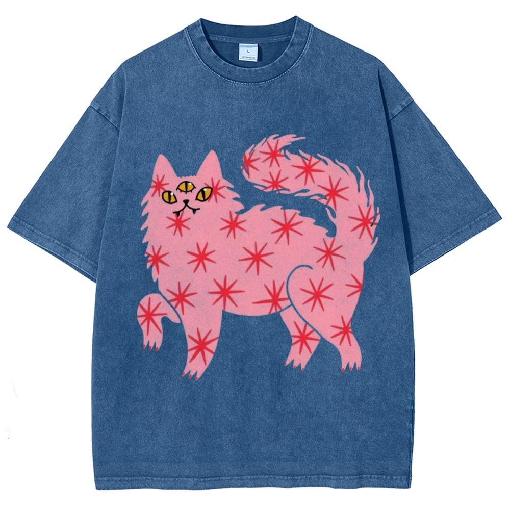 The Pink Cat Unisex Vintage Washed Tee