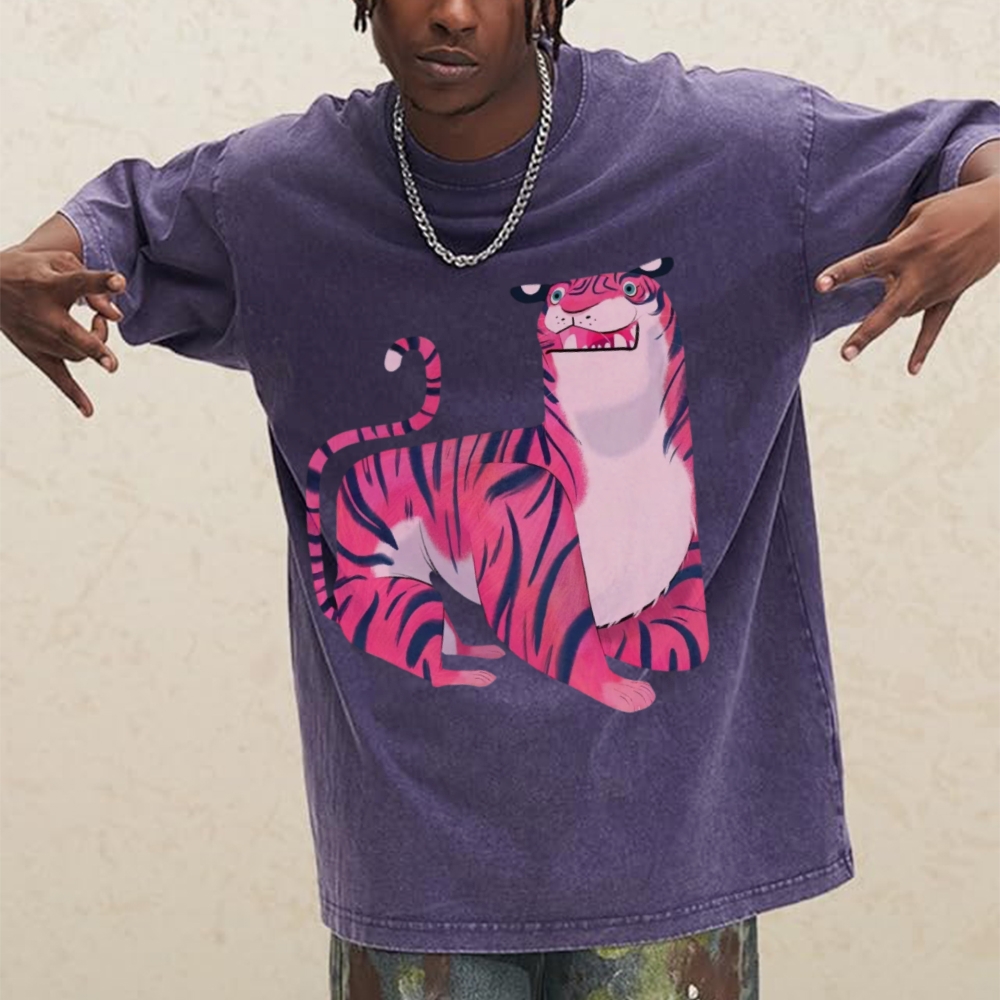 Pink Tiger Unisex Vintage Washed Tee