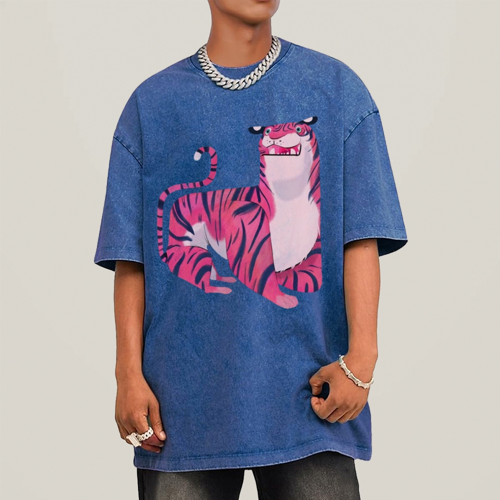 Pink Tiger Unisex Vintage Washed Tee