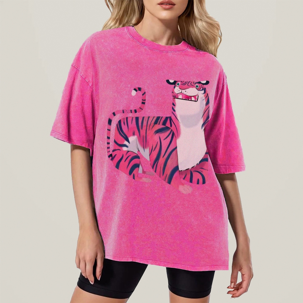 Pink Tiger Unisex Vintage Washed Tee