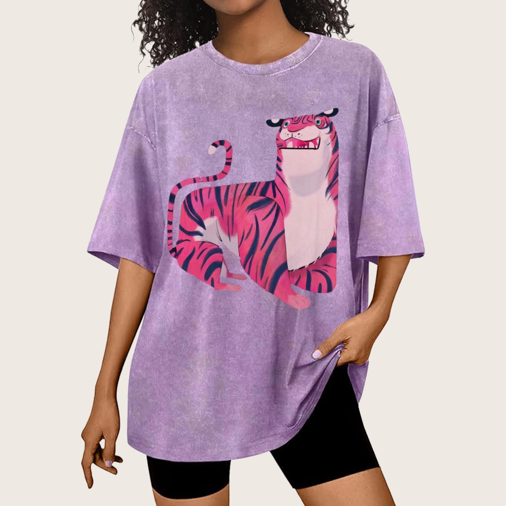 Pink Tiger Unisex Vintage Washed Tee