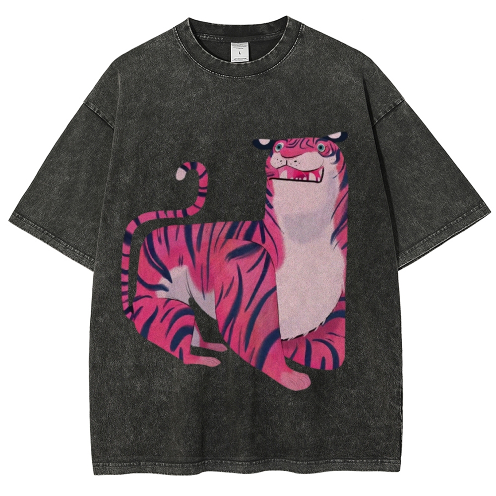 Pink Tiger Unisex Vintage Washed Tee