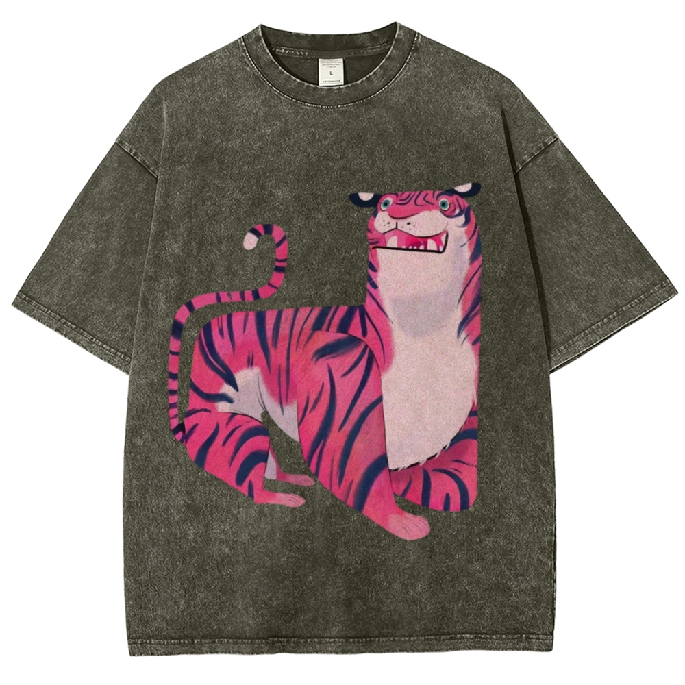 Pink Tiger Unisex Vintage Washed Tee
