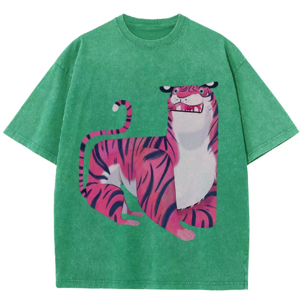 Pink Tiger Unisex Vintage Washed Tee