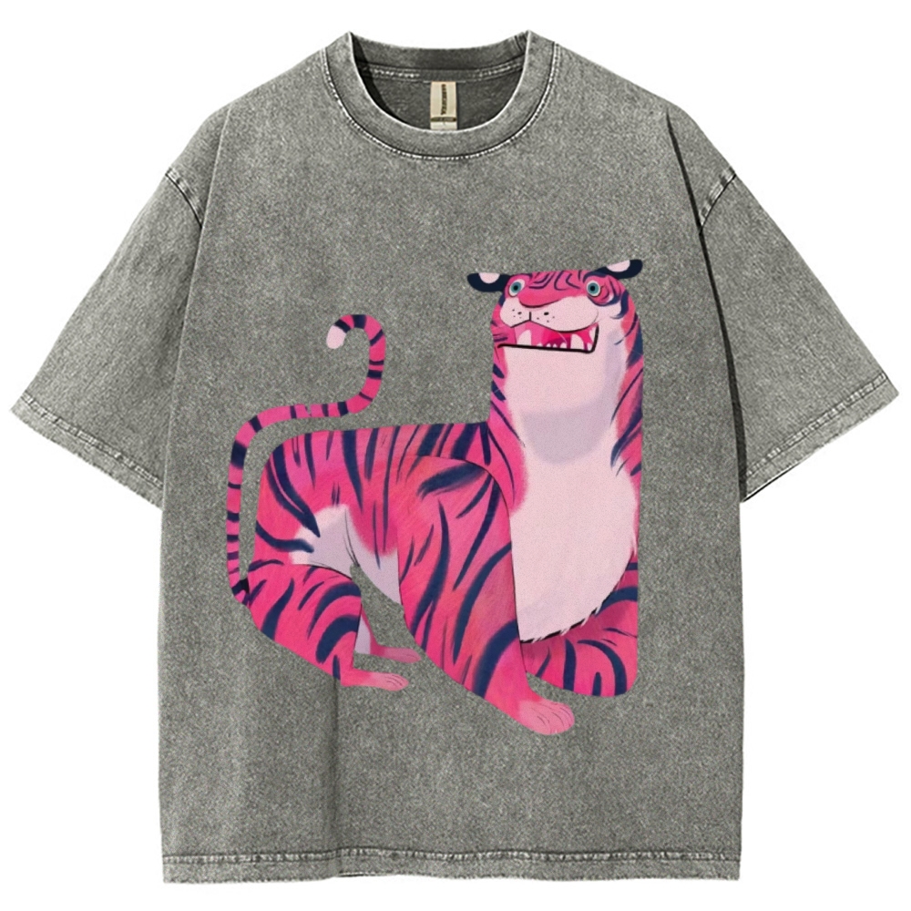 Pink Tiger Unisex Vintage Washed Tee