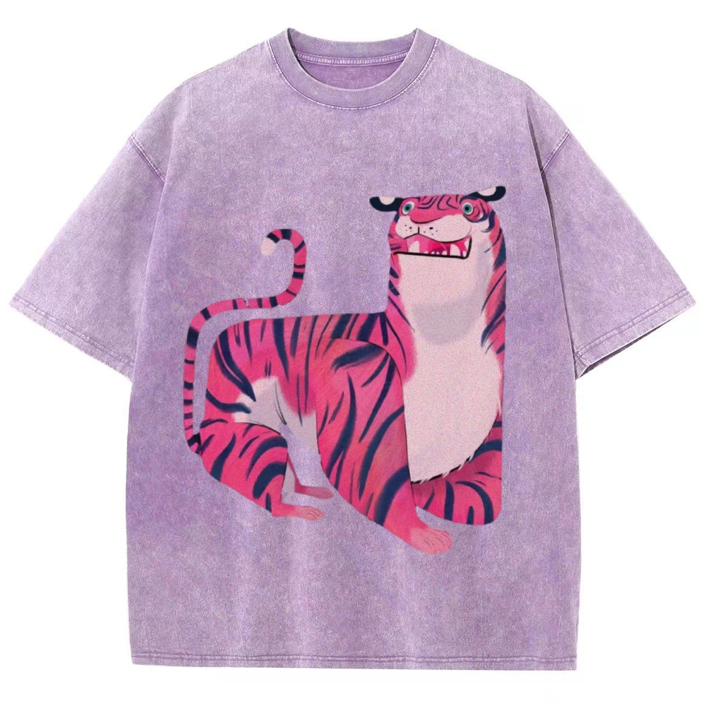 Pink Tiger Unisex Vintage Washed Tee