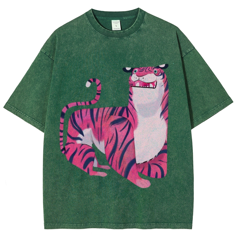 Pink Tiger Unisex Vintage Washed Tee