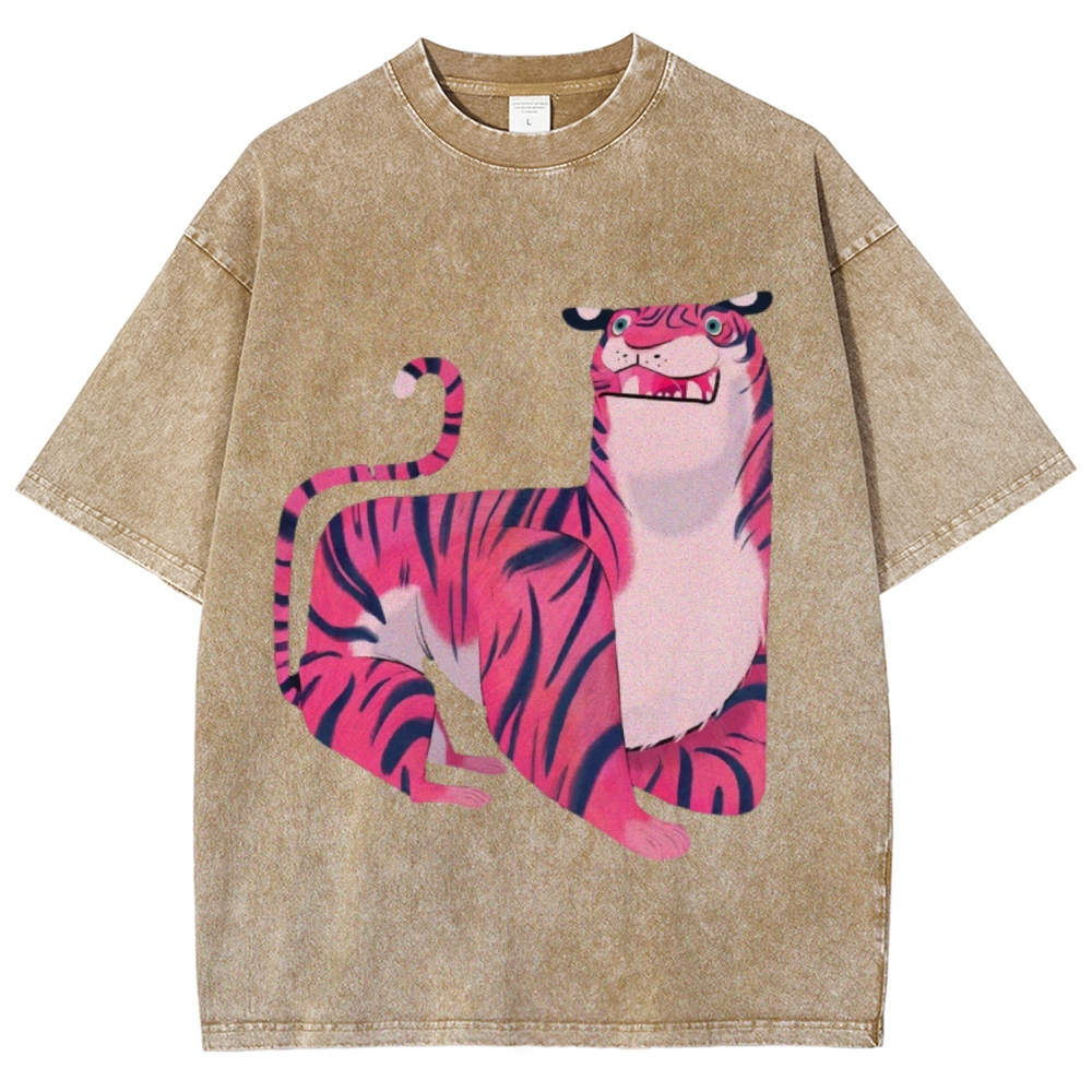 Pink Tiger Unisex Vintage Washed Tee