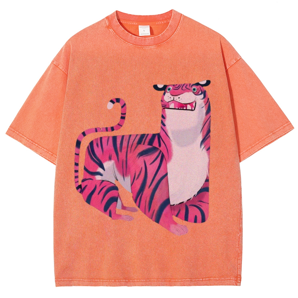 Pink Tiger Unisex Vintage Washed Tee