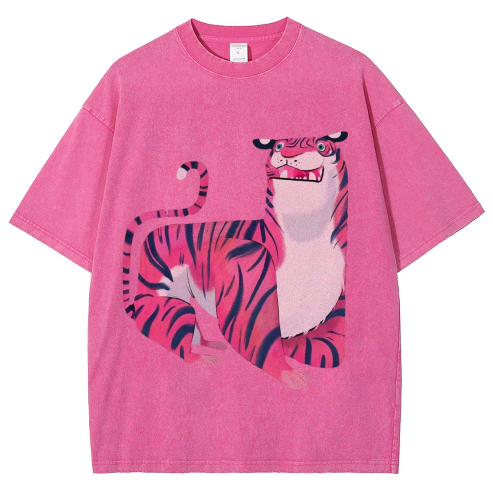Pink Tiger Unisex Vintage Washed Tee