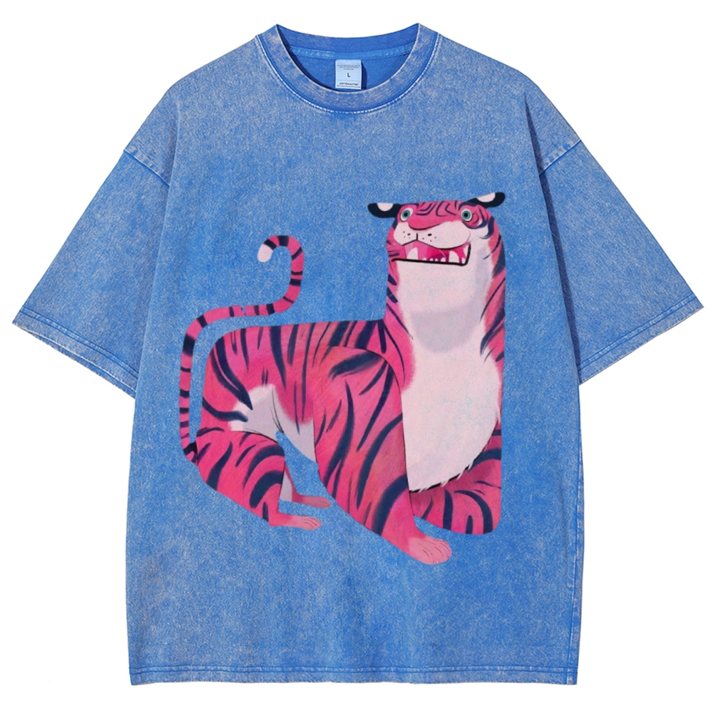 Pink Tiger Unisex Vintage Washed Tee
